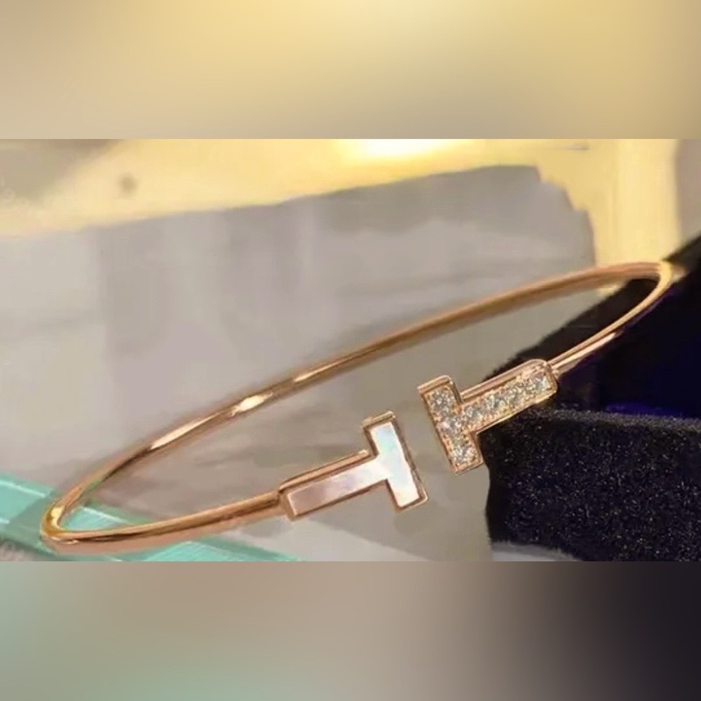Tiffany and Co. T wire diamond & MOP bracelet